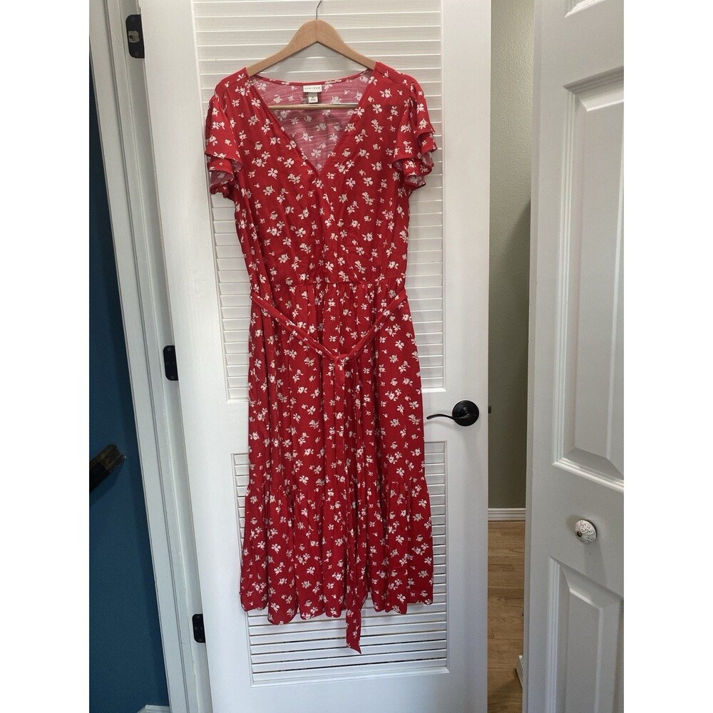 Ava & Viv Red Floral Midi Dress